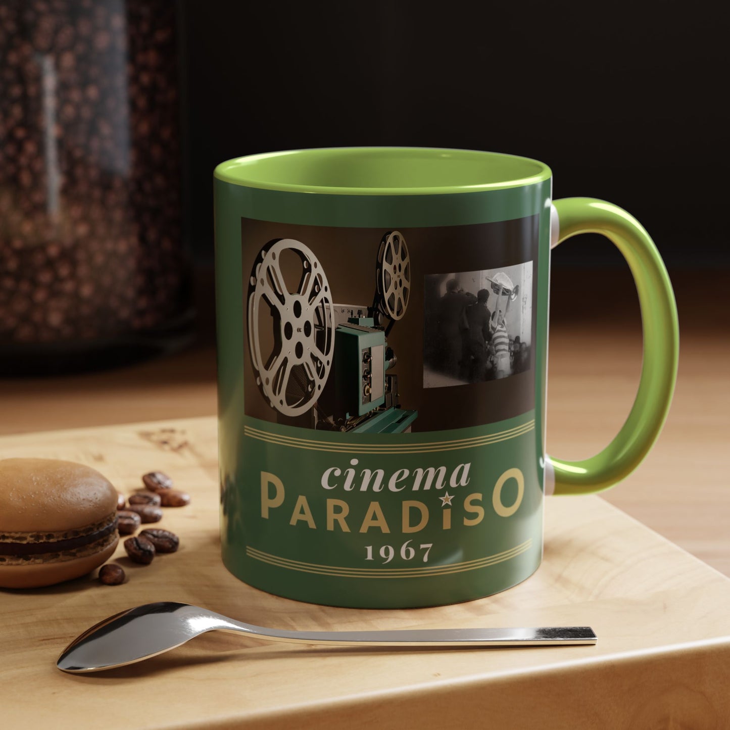 Celtic FC Cinema Paradiso Green or Yellow Accent Mug, 11oz