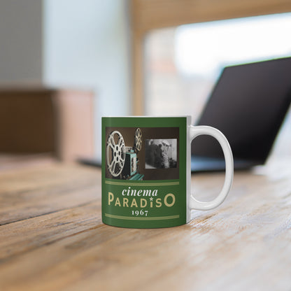 Green Celtic Inspired Cinema Paradiso Coffee Mug, 11oz 15oz Cup | Celtic Gift Mug