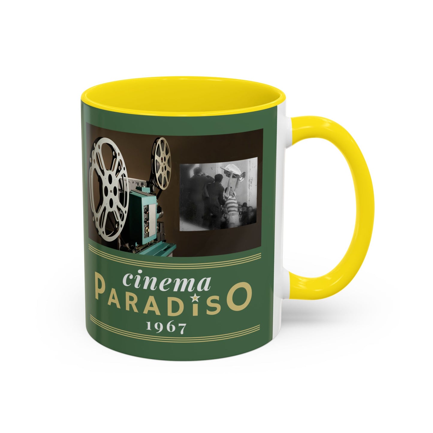 Celtic FC Cinema Paradiso Green or Yellow Accent Mug, 11oz