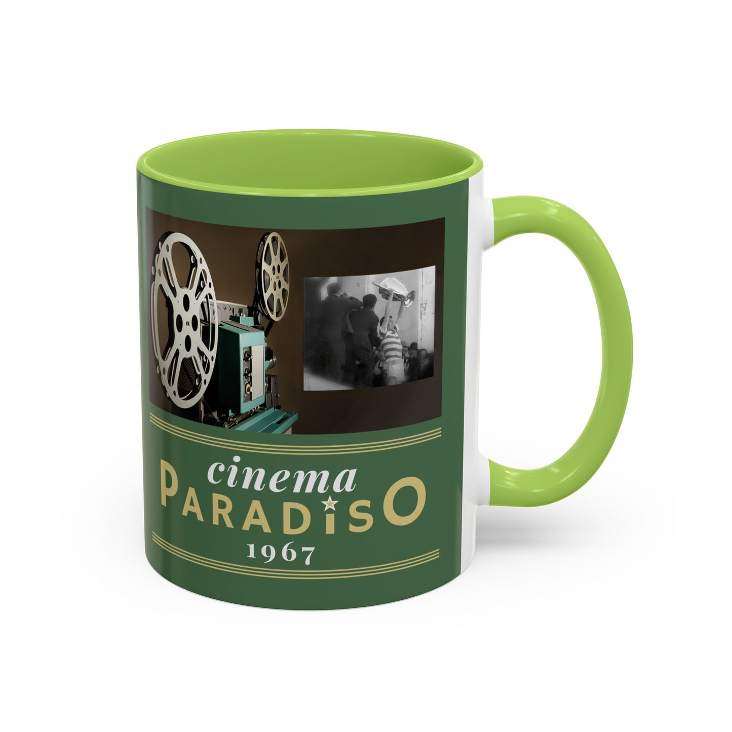 Celtic FC Cinema Paradiso Green or Yellow Accent Mug, 11oz