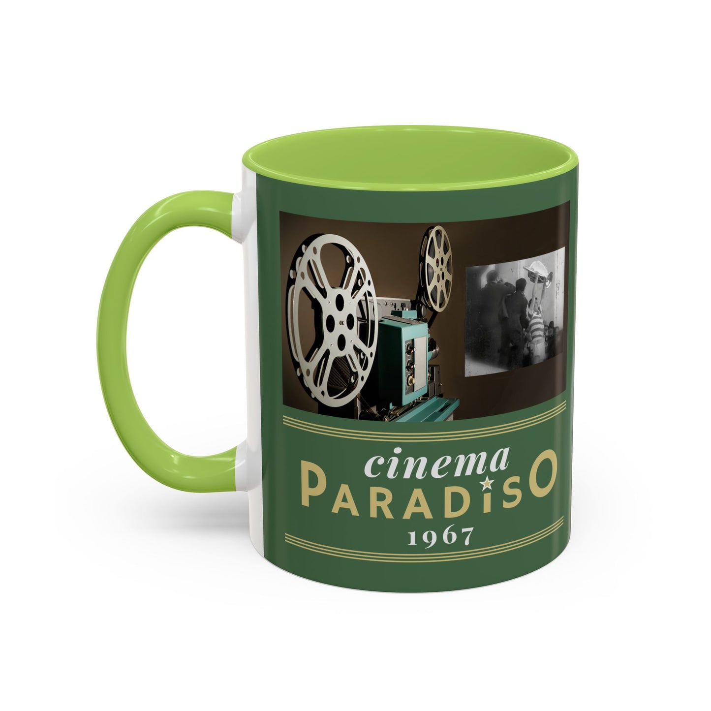 Celtic FC Cinema Paradiso Green or Yellow Accent Mug, 11oz