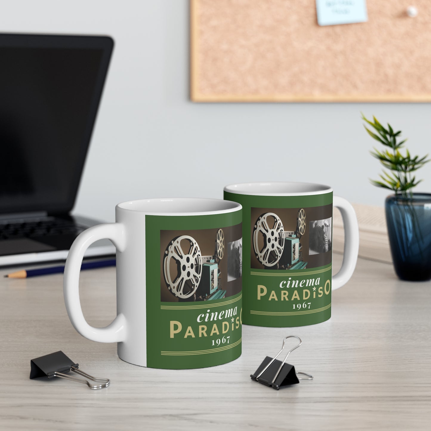 Green Celtic Inspired Cinema Paradiso Coffee Mug, 11oz 15oz Cup | Celtic Gift Mug