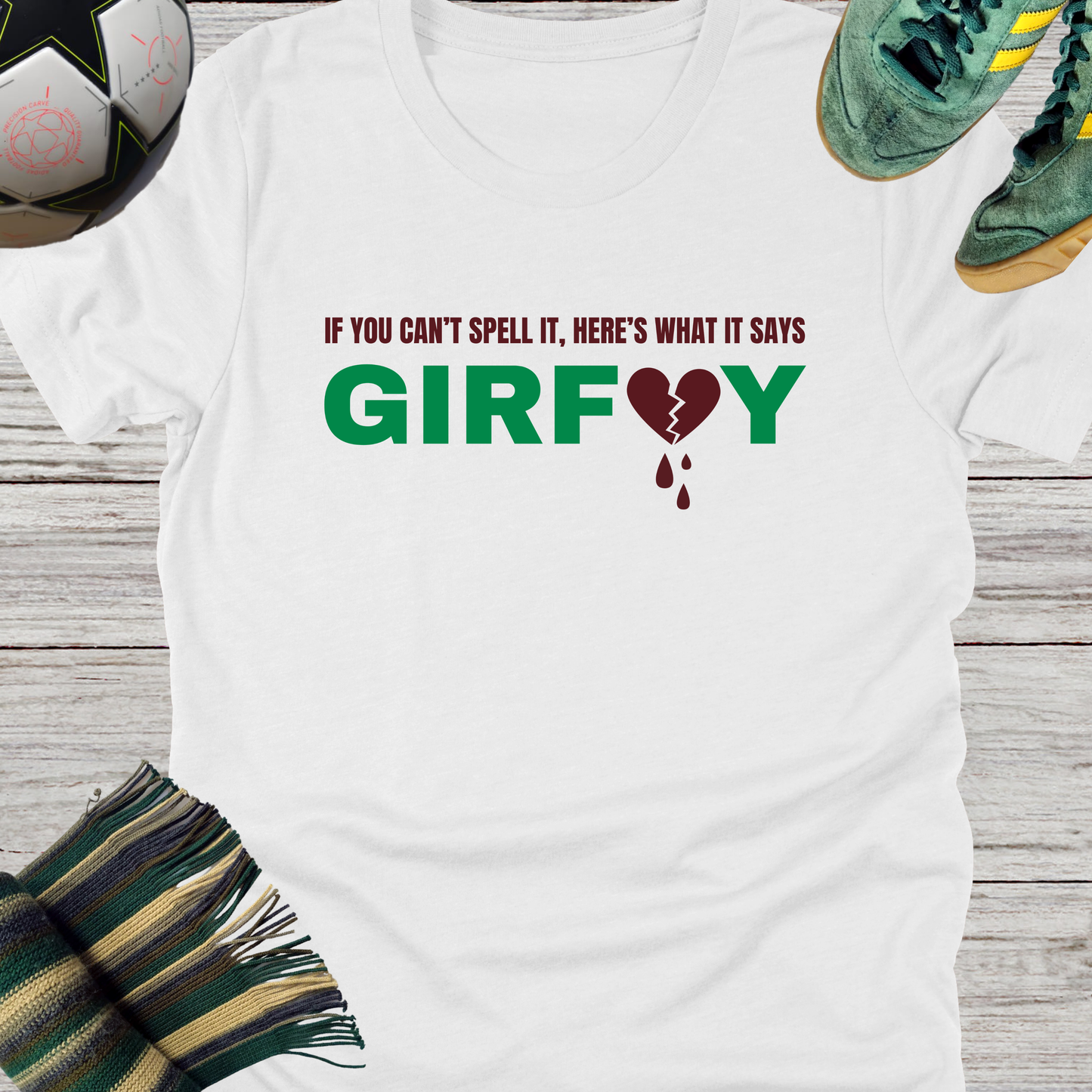 Broken Hearts GIRFUY T-shirt for Celtic Fans | Lightweight Unisex Bella Canvas 3001 tee