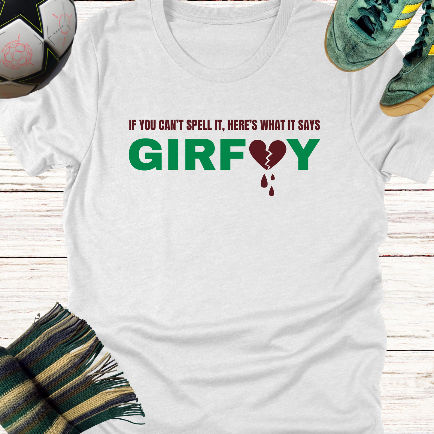 Broken Hearts GIRFUY T-shirt for Celtic Fans | Lightweight Unisex Bella Canvas 3001 tee