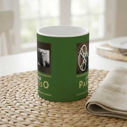 Green Celtic Inspired Cinema Paradiso Coffee Mug, 11oz 15oz Cup | Celtic Gift Mug