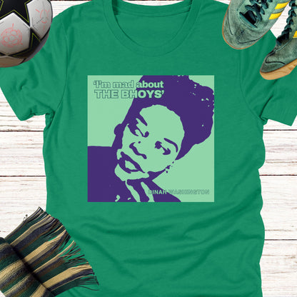 Mad About The Bhoys Dinah Washington T-shirt for Celtic Fans | Lightweight Unisex Bella Canvas 3001 tee