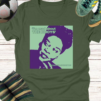 Mad About The Bhoys Dinah Washington T-shirt for Celtic Fans | Lightweight Unisex Bella Canvas 3001 tee