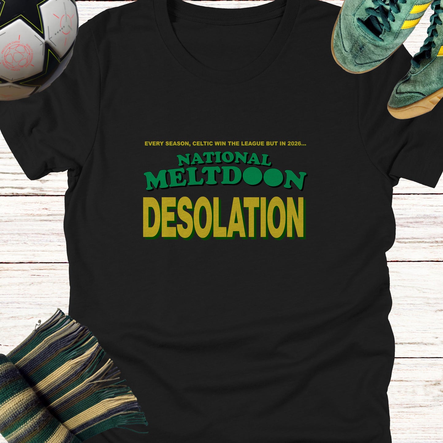 National Meltdoon Desolation T-shirt for Celtic Fans | Lightweight Unisex Bella Canvas 3001 tee