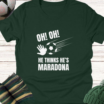 He thinks he's Maradona | Lightweight Unisex Bella Canvas 3001 t-shirt